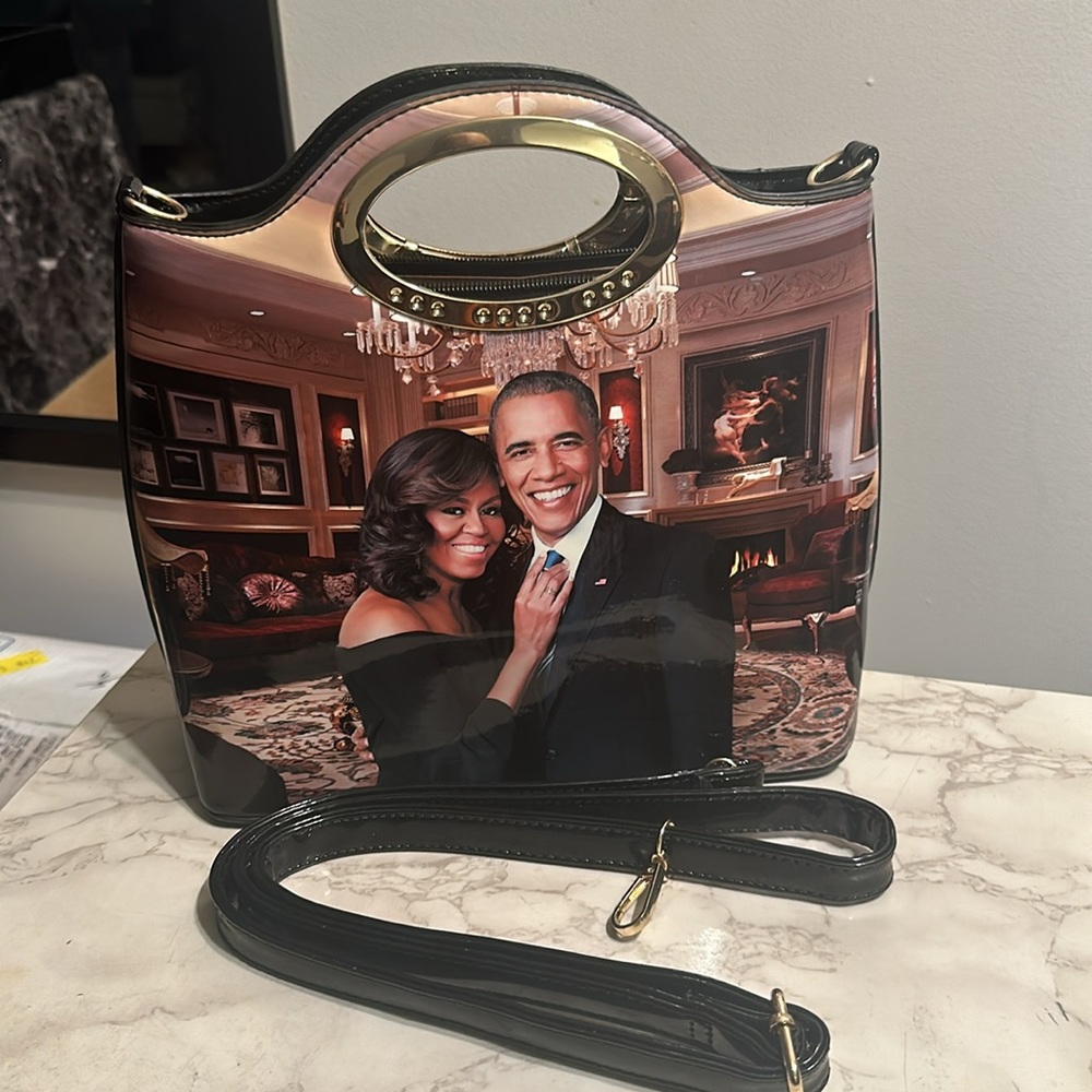Women handbag with strap, picture of Barack and Michelle Obama in full color. - Picture 4 of 4